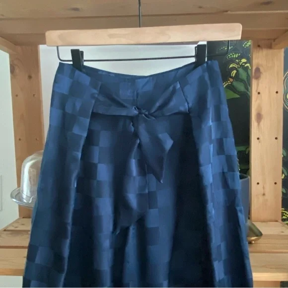 Urban Outfitters Blue Checkered Satin High Waisted Wide Leg Pants 0 - Picture 6 of 16